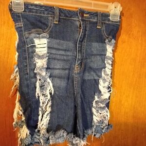 Fashion Nova Blue Distressed Shorts